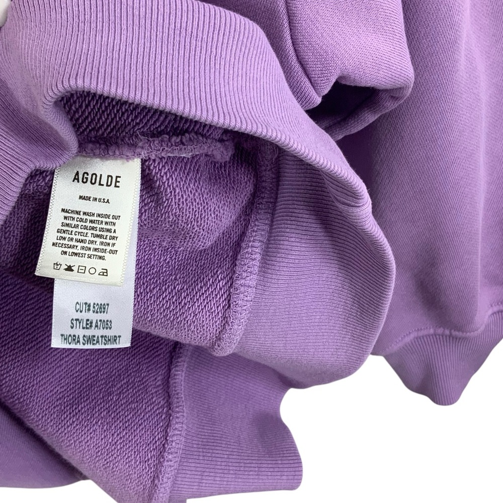 AGOLDE Thora Sweatshirt Purple French Terry Crewneck Balloon Sleeve F17 - Picture 7 of 10
